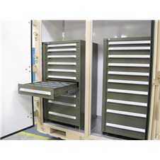 Dive Locker in ISU 90 3-Door with Two 10-Drawer Vidmar Cabinets