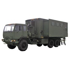 Expansable Shop Van Shelter &#40;EVAN&#41; mounted on FMTV in green